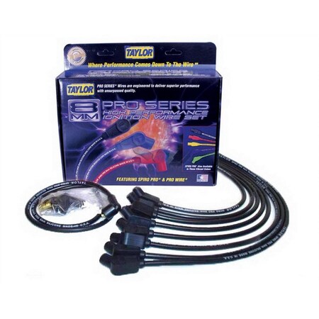 Taylor 8 mm Spiro-Pro Race Plug Wire Set for Big Block Chevy; Black TAY76032